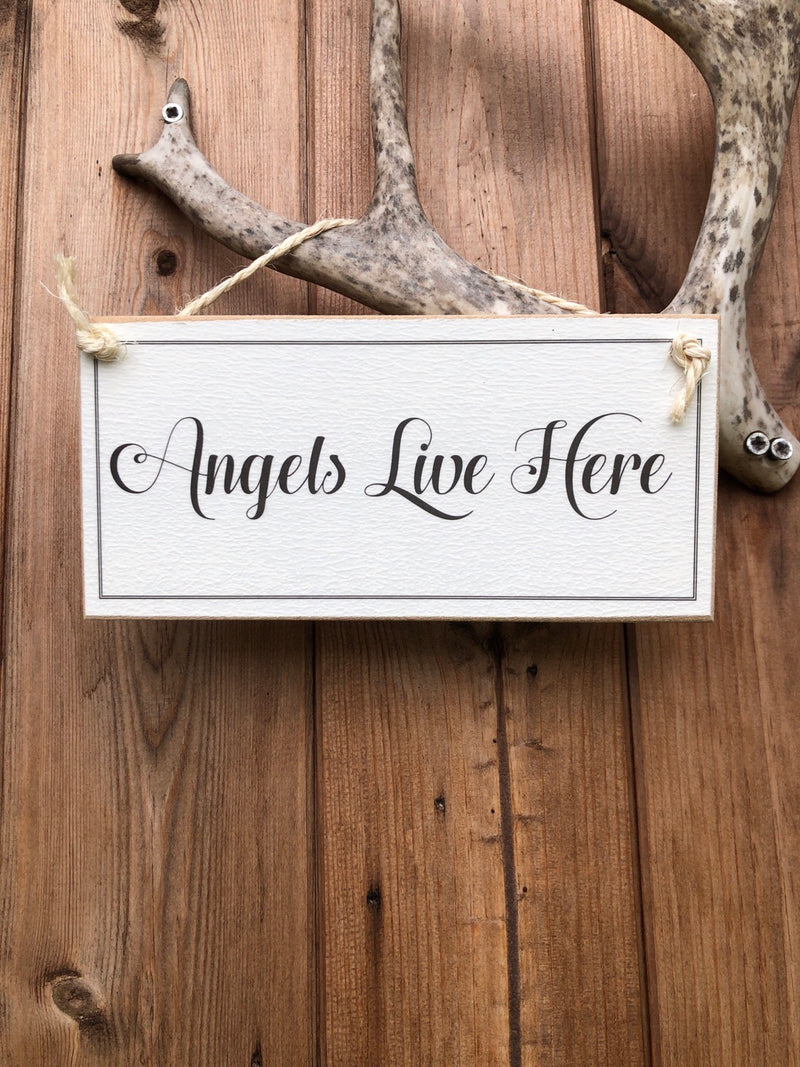 Handmade Sign Angels Live Here