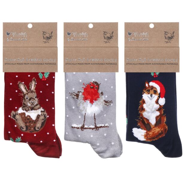 Set Of Three Christmas Socks